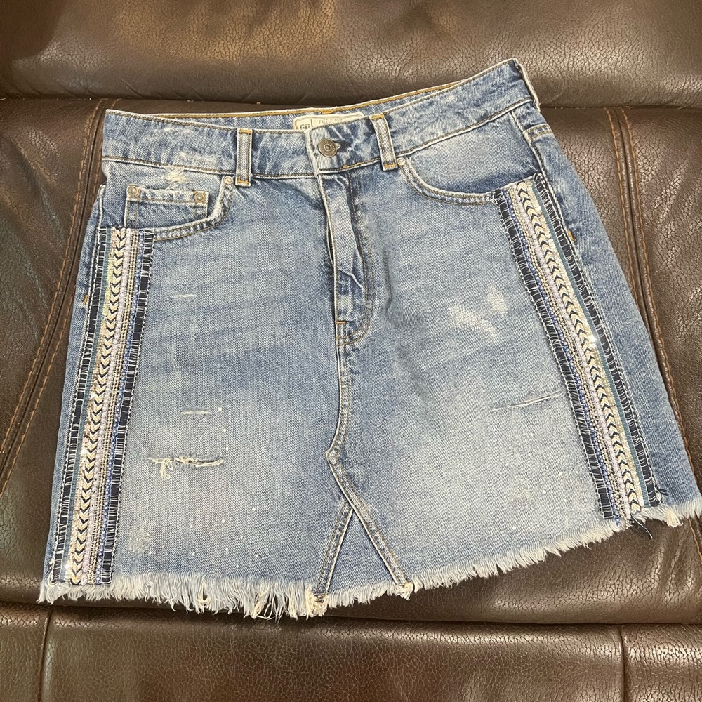 Free People denim mini skirt